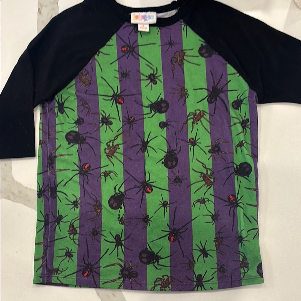 Kids Halloween Spider Print Raglan Shirt